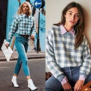 Sezane Becky jumper - blue vintage ecru